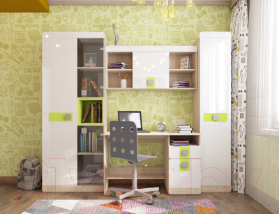 Шкаф-пенал Аквилон Стиль №5.1 левый (туя светлая/лайм)