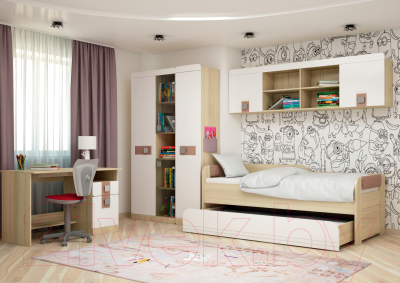 Шкаф-пенал Аквилон Стиль №5.1 правый (туя светлая/кофе с молоком)