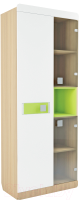 Шкаф с витриной Аквилон Стиль №5.3 (туя светлая/лайм) - фото