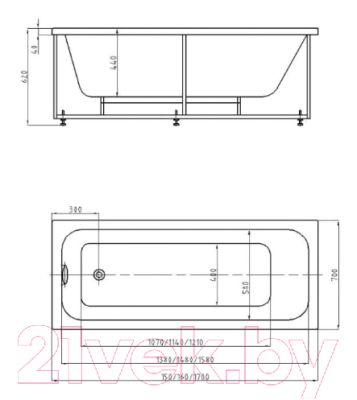 Ванна акриловая Aquatek Мия 170x70