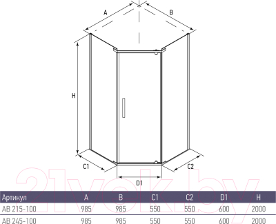 Душевой уголок Alex Baitler AB 215-100