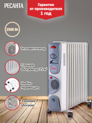 Масляный радиатор Ресанта ОМ-12НВ