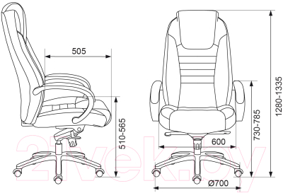 Кресло офисное Бюрократ T-9923SL (черный кожа/крестовина хром)