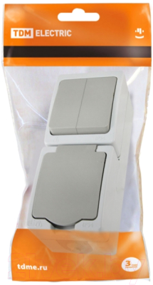 Блок выключатель+розетка TDM Вуокса SQ1803-0013