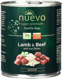 Влажный корм для собак Nuevo Senior Lamb & Beef with oat flakes / 95016 - фото