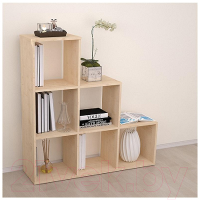 Стеллаж Polini Kids Home Smart Каскадный 6 секций (дуб)