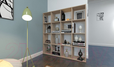 Стеллаж Polini Kids Home Smart Кубический 16 секций (дуб)