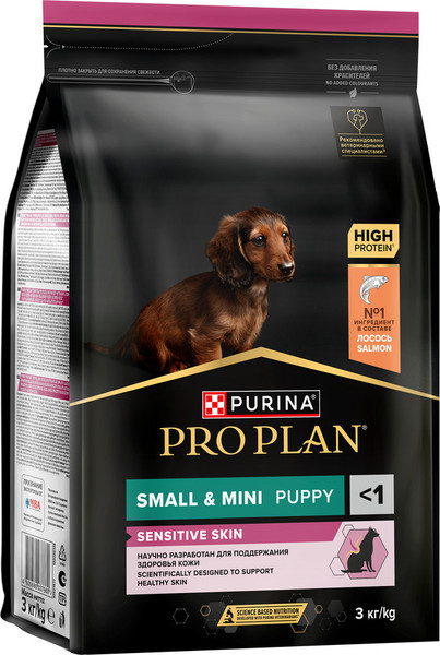 Сухой корм для собак Pro Plan Puppy Small & Mini Sensitive Skin с лососем и рисом - фото