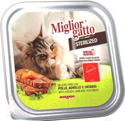 Влажный корм для кошек Miglior Gatto Sterilized Chicken & Lamb - фото