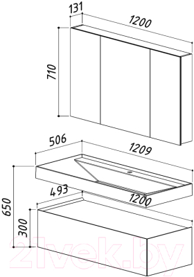 Шкаф с зеркалом для ванной Belux Триумф ВШ120