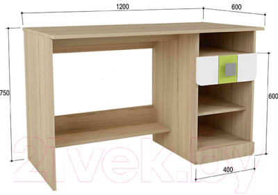 Письменный стол Аквилон Стиль №17 (туя светлая/лайм)