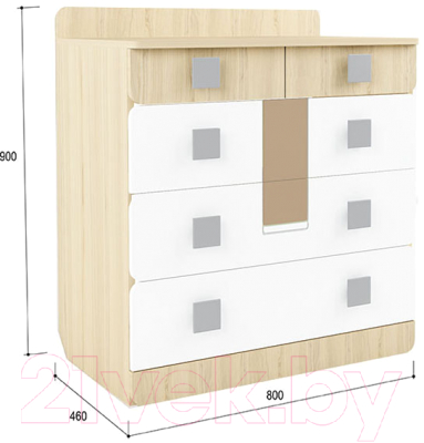 Комод Аквилон Стиль №9.1 (туя светлая/кофе с молоком)
