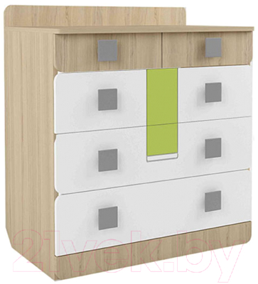Комод Аквилон Стиль №9.1 (туя светлая/лайм) - фото