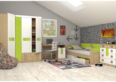 Комод Аквилон Стиль №9.1 (туя светлая/лайм)