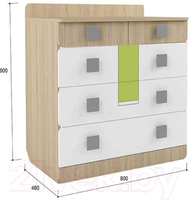 Комод Аквилон Стиль №9.1 (туя светлая/лайм)