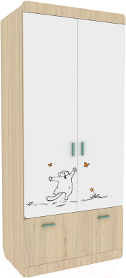 Шкаф Аквилон Кот №2 (туя светлая/белый) - фото