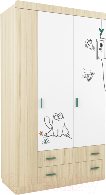 Шкаф Аквилон Кот №25 (туя светлая/белый) - фото