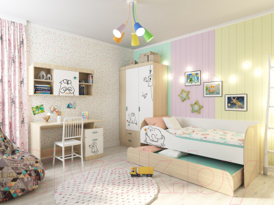 Шкаф Аквилон Кот №25 (туя светлая/белый)