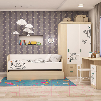 Шкаф Аквилон Кот №25 (туя светлая/белый)