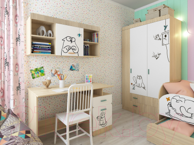 Шкаф Аквилон Кот №25 (туя светлая/белый)