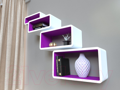 Комплект полок QWERTY Бангкок / 72018 (белый/пурпурный)