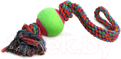 Игрушка для собак Triol Веревка с петлей, 2 узла и мяч / 12111029 - фото