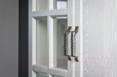 Шкаф с витриной Mobi Ливерпуль (белый/ясень ваниль НМ-1012-100 ПВХ)