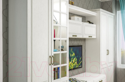 Шкаф навесной Mobi Ливерпуль (белый/ясень ваниль НМ-1012-100 ПВХ)