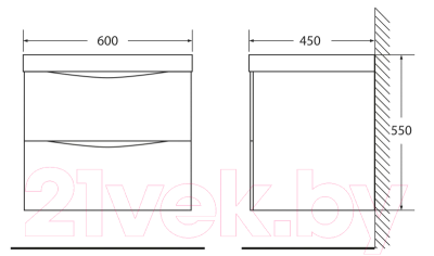 Тумба под умывальник BelBagno Marino-600-2C-SO-BO-P