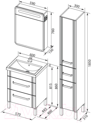 Шкаф-пенал для ванной Aquanet Лукка 30 / 178953
