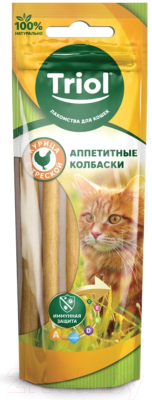 Лакомство для кошек Triol Аппетитные колбаски из курицы с треской / 20171004 - фото