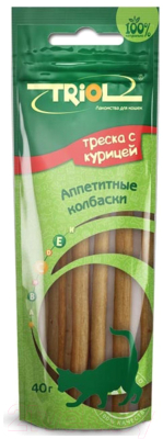 Лакомство для кошек Triol Аппетитные колбаски из курицы с треской / 20171004