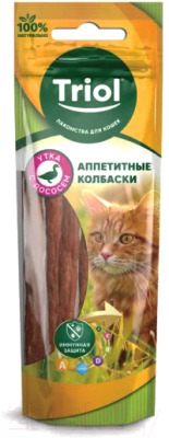 Лакомство для кошек Triol Аппетитные колбаски из утки с лососем / 20171002 - фото