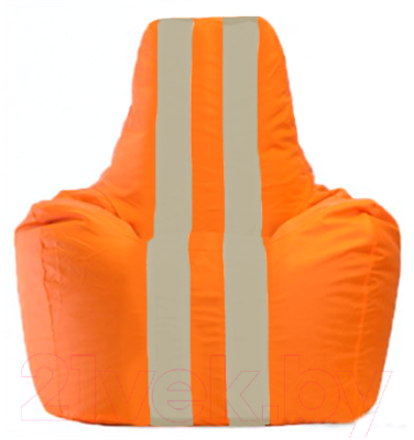 Бескаркасное кресло Flagman Спортинг С1.1-207 (оранжевый/светло-бежевые полоски) - фото