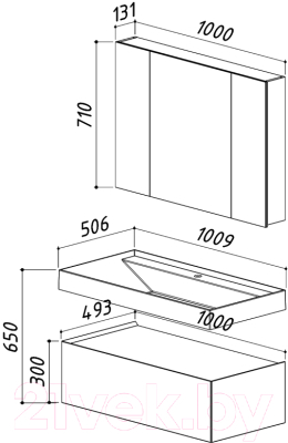 Шкаф с зеркалом для ванной Belux Триумф ВШ100