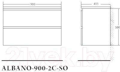 Тумба под умывальник BelBagno Albano-900-2C-SO-RVB