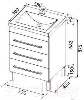 Тумба под умывальник Aquanet Верона 58 / 178253