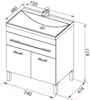 Тумба под умывальник Aquanet Верона 75 / 182706