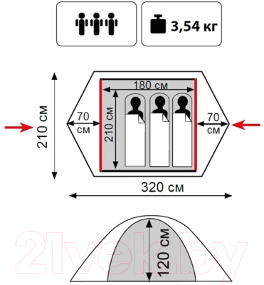 Палатка Tramp Lite Tourist 3 / TLT-002