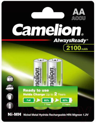 Комплект аккумуляторов Camelion AA-2100-BP2 NH Always Ready - фото