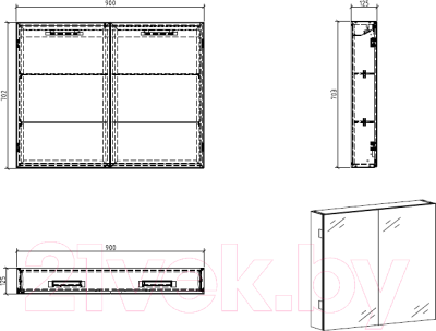Шкаф с зеркалом для ванной BelBagno SPC-2A-DL-BL-900
