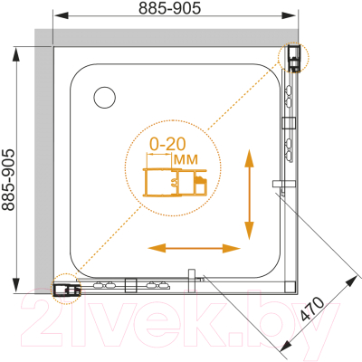 Душевой уголок Cezares MOMENTO-A-2-90-C-Cr