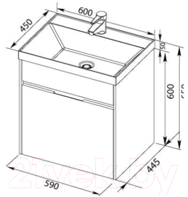 Тумба под умывальник Aquanet Латина 60 / 179934
