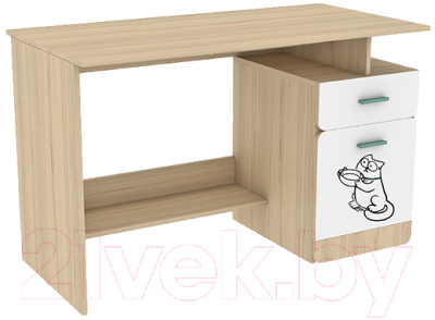 Письменный стол Аквилон Кот №17 (туя светлая/белый) - фото