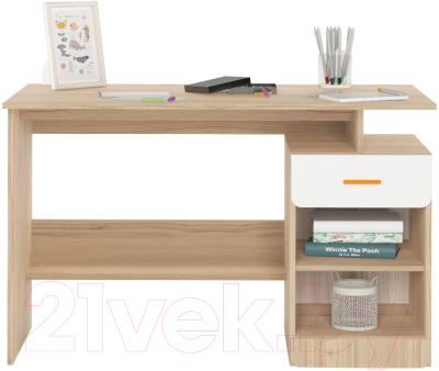 Письменный стол Аквилон Кот №17 (туя светлая/белый)