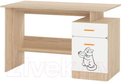 Письменный стол Аквилон Кот №17 (туя светлая/белый)