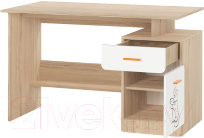 Письменный стол Аквилон Кот №17 (туя светлая/белый)