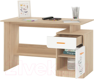 Письменный стол Аквилон Кот №17 (туя светлая/белый)