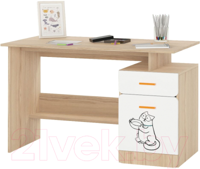 Письменный стол Аквилон Кот №17 (туя светлая/белый)
