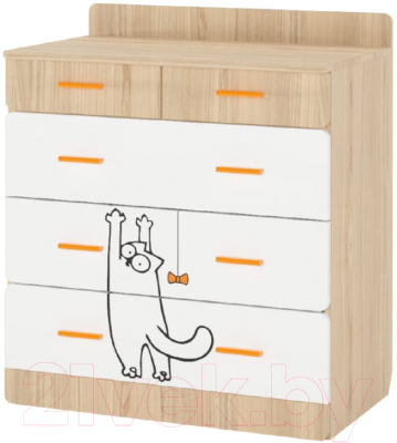 Комод Аквилон Кот №9.1 (туя светлая/белый) - фото